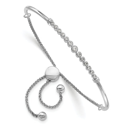 14k White Gold 1/5 Ct. Lab Grown Diamond VS/SI+ G+ Adjustable Bolo Bracelet