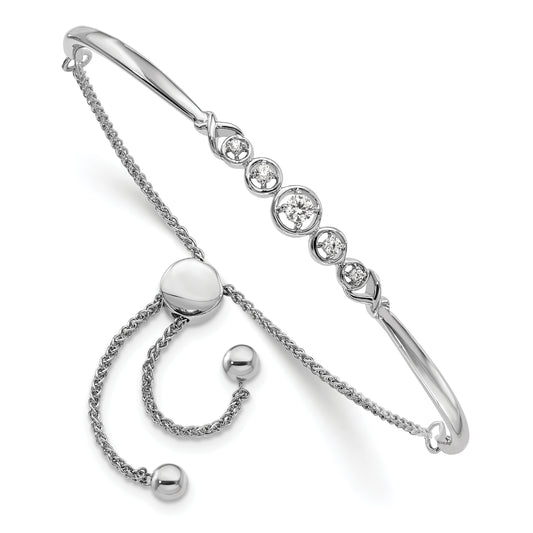 14k White Gold 1/6 Ct. Lab Grown Diamond VS/SI+ G+ Adjustable Bolo Bracelet