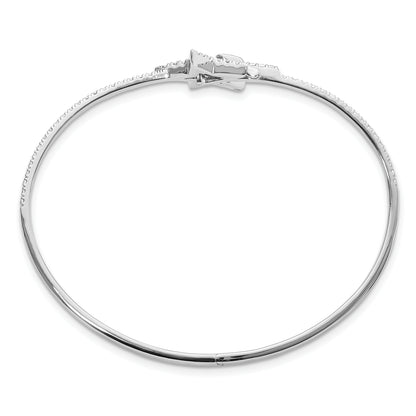 14k White Gold 7/8 Ct. Lab Grown Diamond VS/SI+ G+ Star Hinged Bangle Bracelet