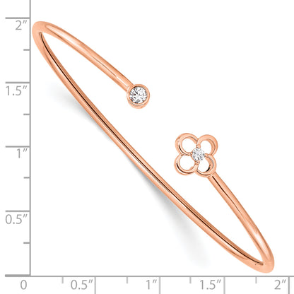 14k Rose Gold 1/6 Ct. Lab Grown Diamond VS/SI+ G+ Floral Flexible Bangle Bracelet