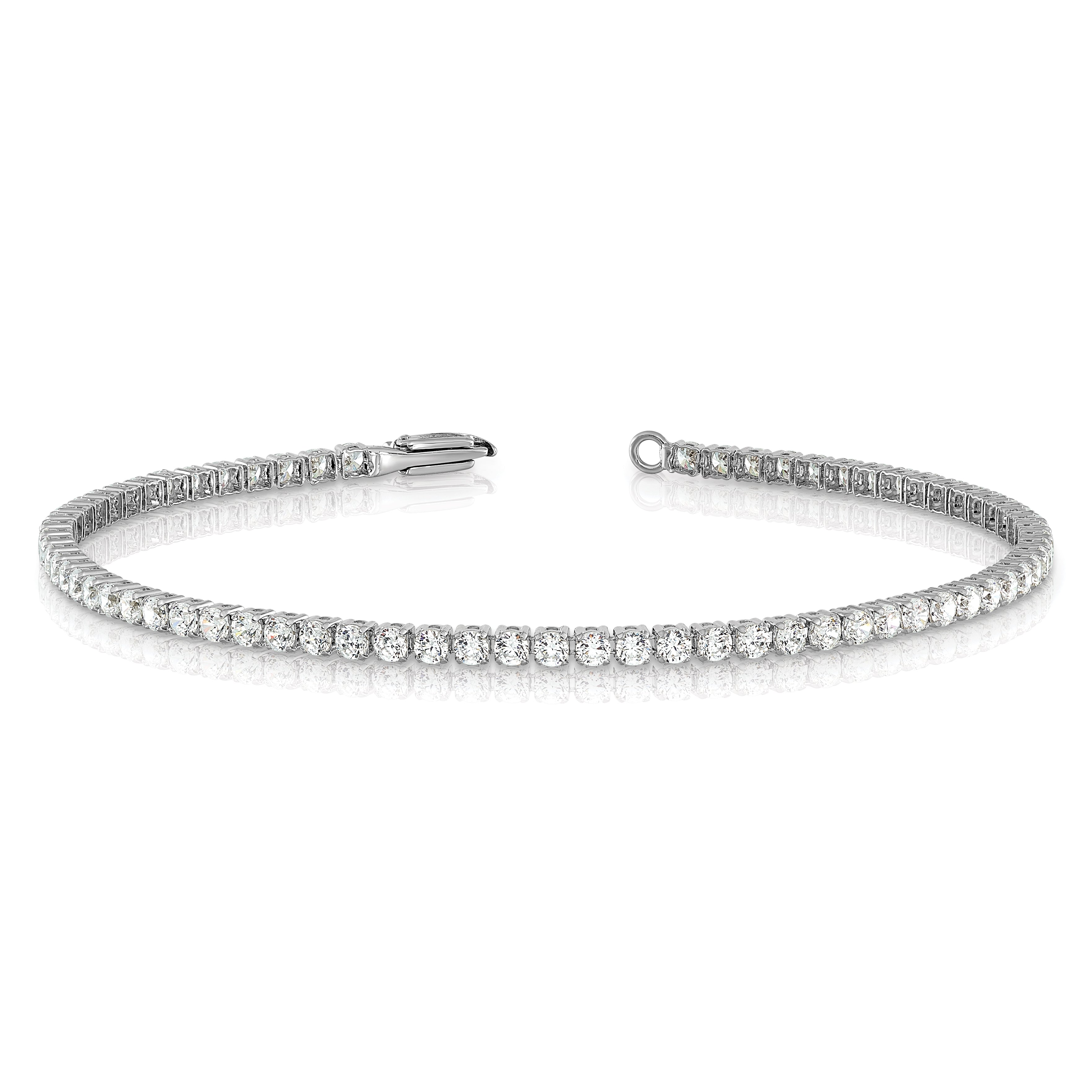 14k White Gold 3 1/5 Ct. Lab Grown Diamond VS/SI+ G+ Round Tennis Bracelet