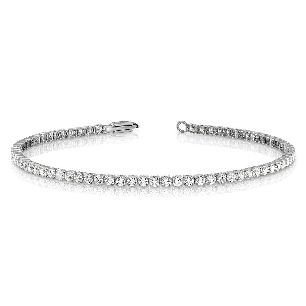 14k White Gold 3 1/5 Ct. Lab Grown Diamond VS/SI+ G+ Round Tennis Bracelet