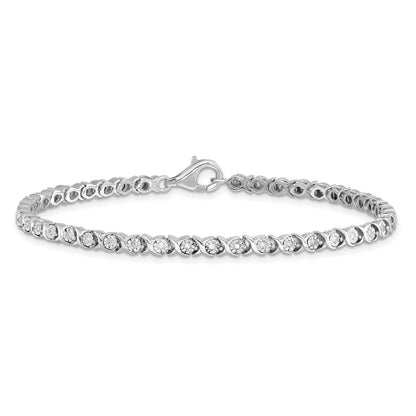 14k White Gold 1/4 Ct. Lab Grown Diamond VS/SI+ G+ 7 inch Fancy Tennis Bracelet