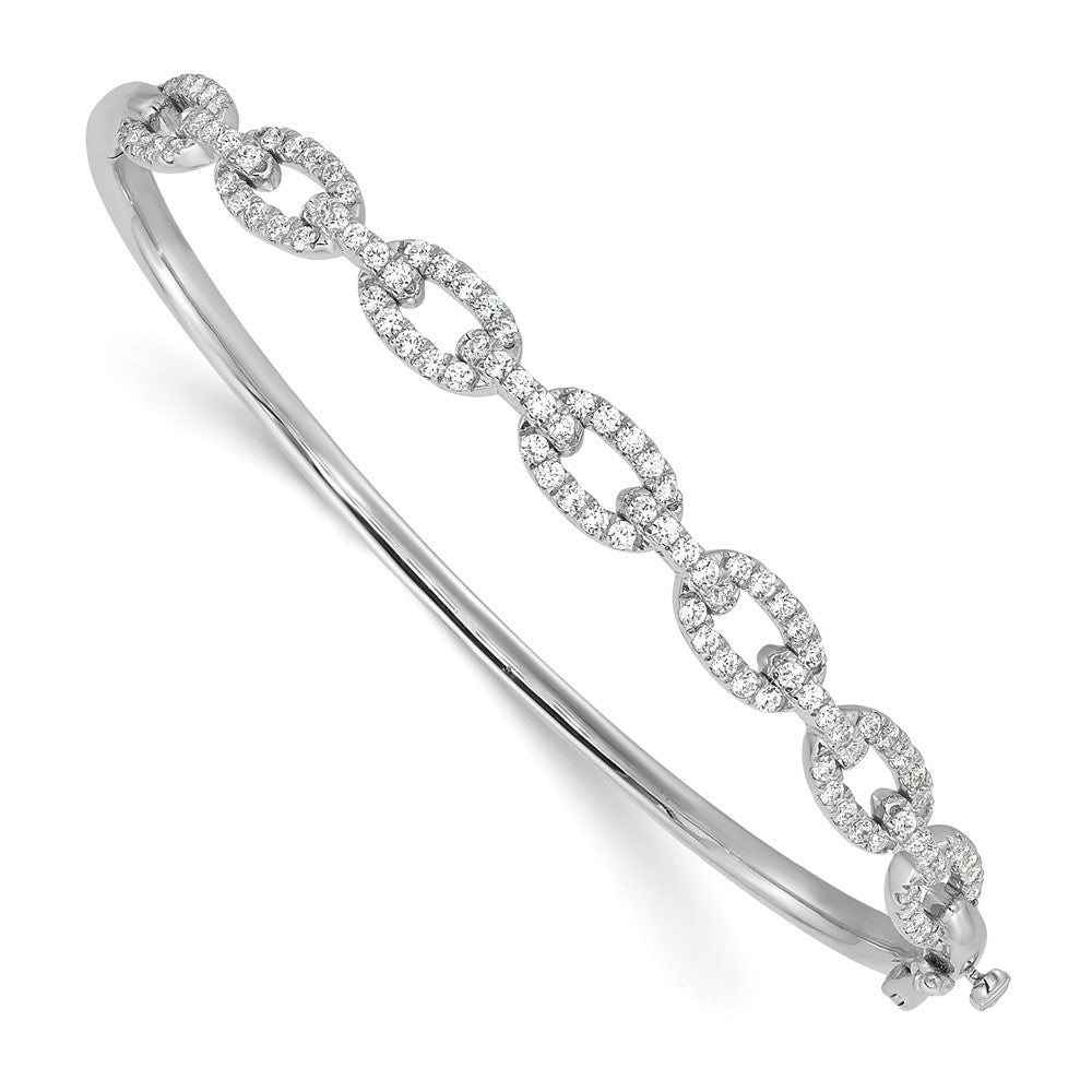 14K White Gold True Origin 2 1/6 Carat Lab Grown Diamond Vs D E F 6.75 Inch Fancy Link Bangle
