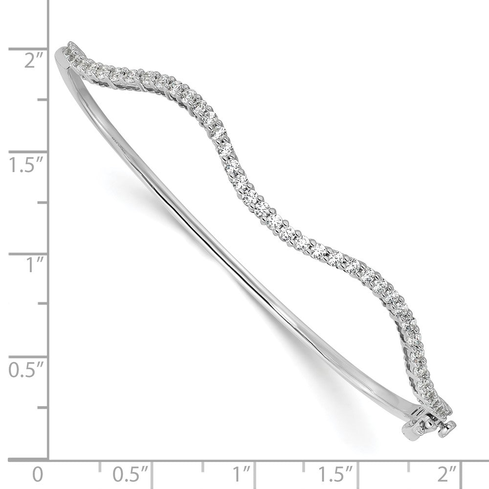 14K White Gold True Origin 1 Carat Lab Grown Diamond Vs D E F 6.75 Inch Fancy Wavy Bangle