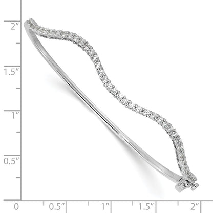 14K White Gold True Origin 1 Carat Lab Grown Diamond Vs D E F 6.75 Inch Fancy Wavy Bangle