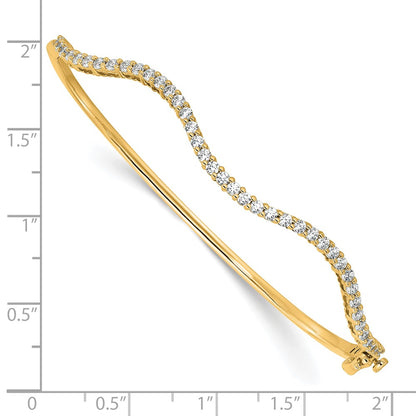 14K Yellow Gold True Origin 1 Carat Lab Grown Diamond Vs D E F 6.25 Inch Fancy Wavy Bangle