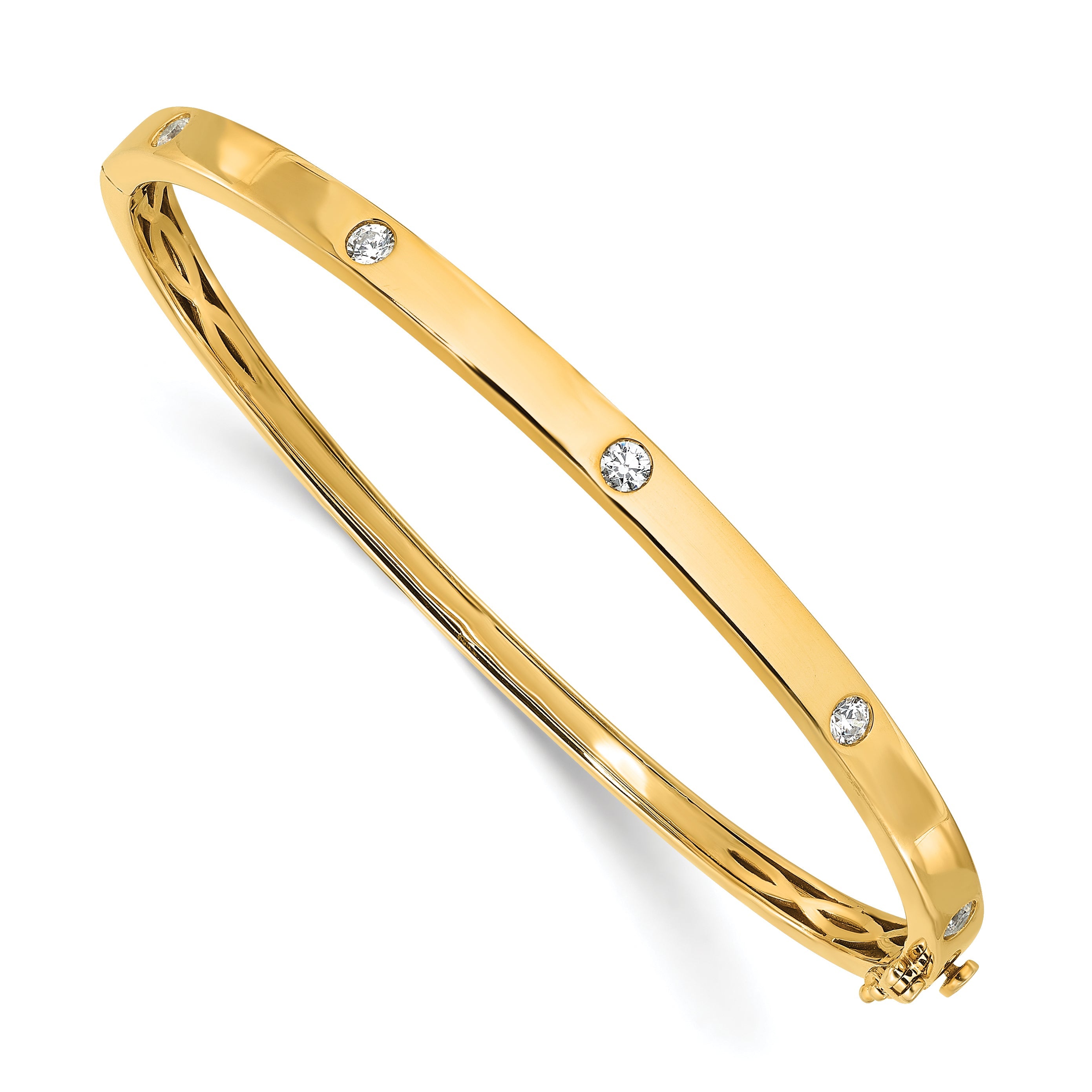 14K Yellow Gold True Origin 3/4 Carat Lab Grown Diamond Vs D E F 6.75 Inch Bangle