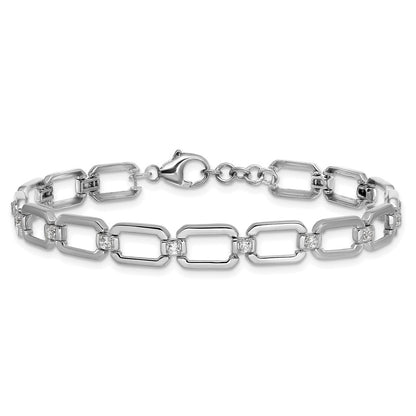 14K White Gold True Origin 1/2 Carat Lab Grown Diamond Vs Def 7 Inch Fancy Link Bracelet