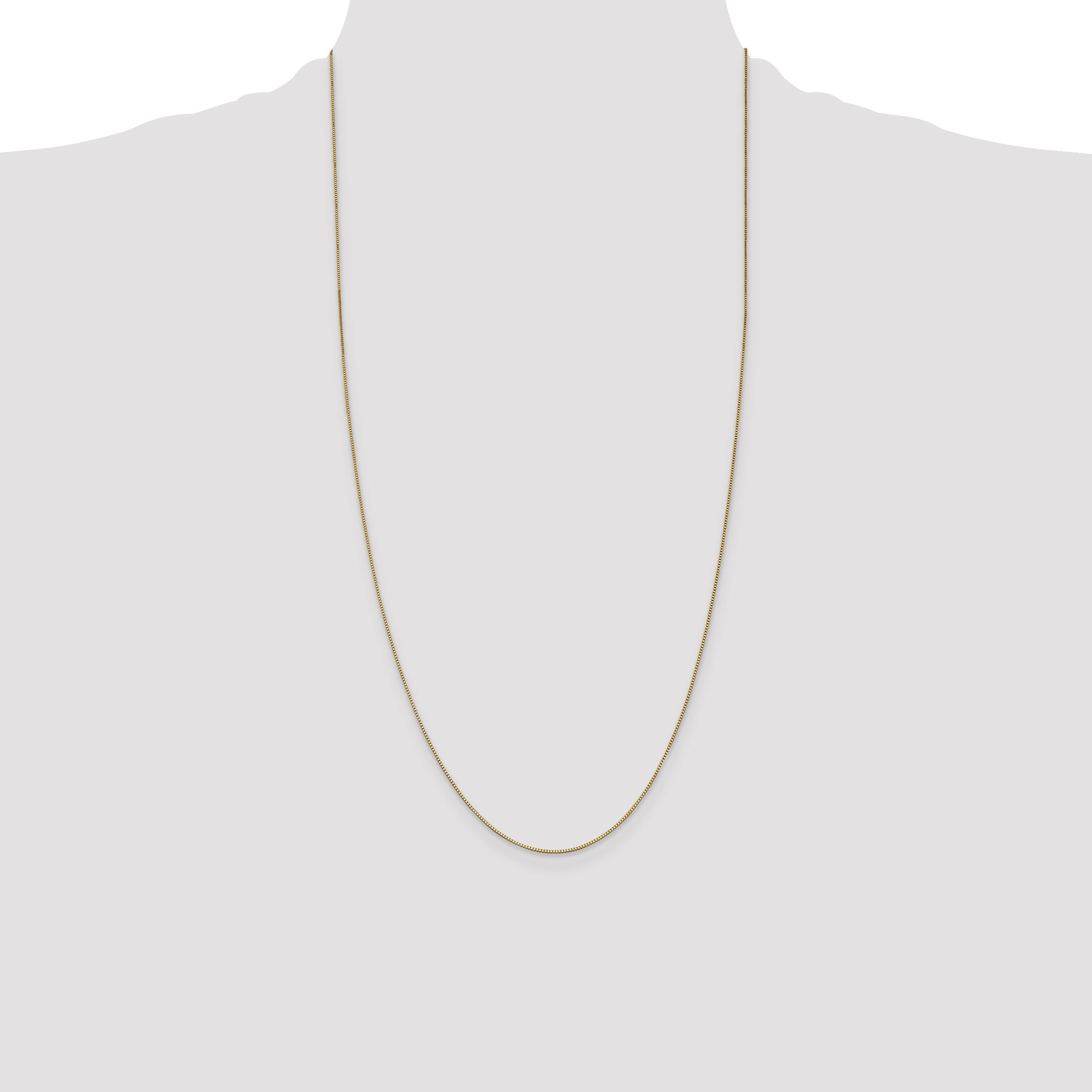 14K Yellow Gold 28 Inch .7mm Box With Lobster Clasp Chain Necklace
