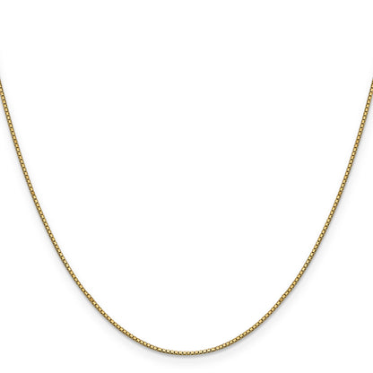 14K Yellow Gold 22 Inch .9mm Box With Lobster Clasp Chain Necklace