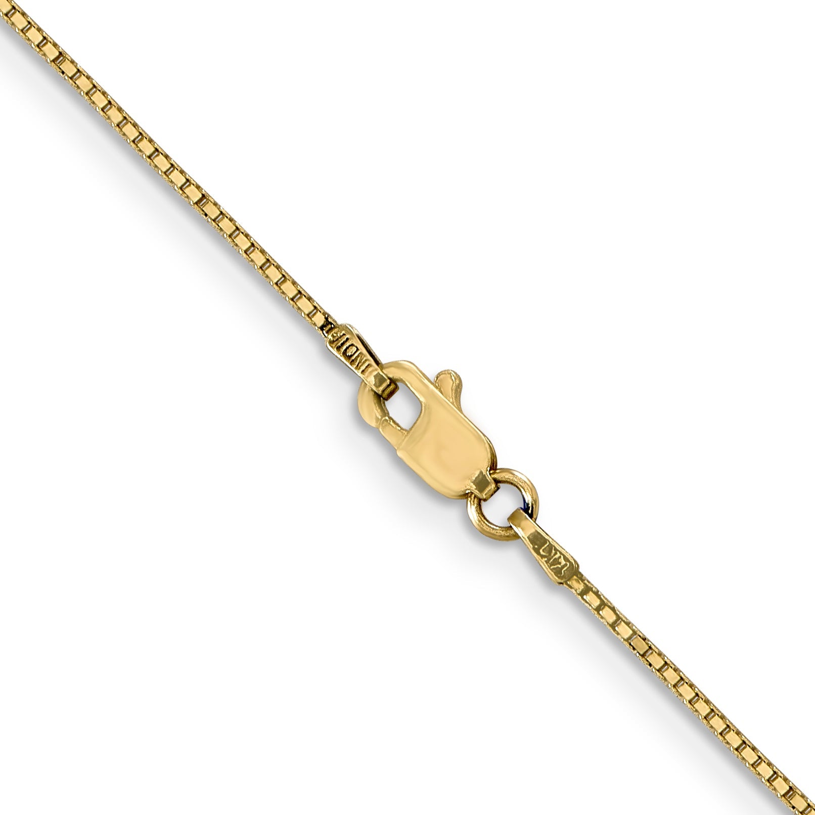 14K Yellow Gold 22 Inch .9mm Box With Lobster Clasp Chain Necklace