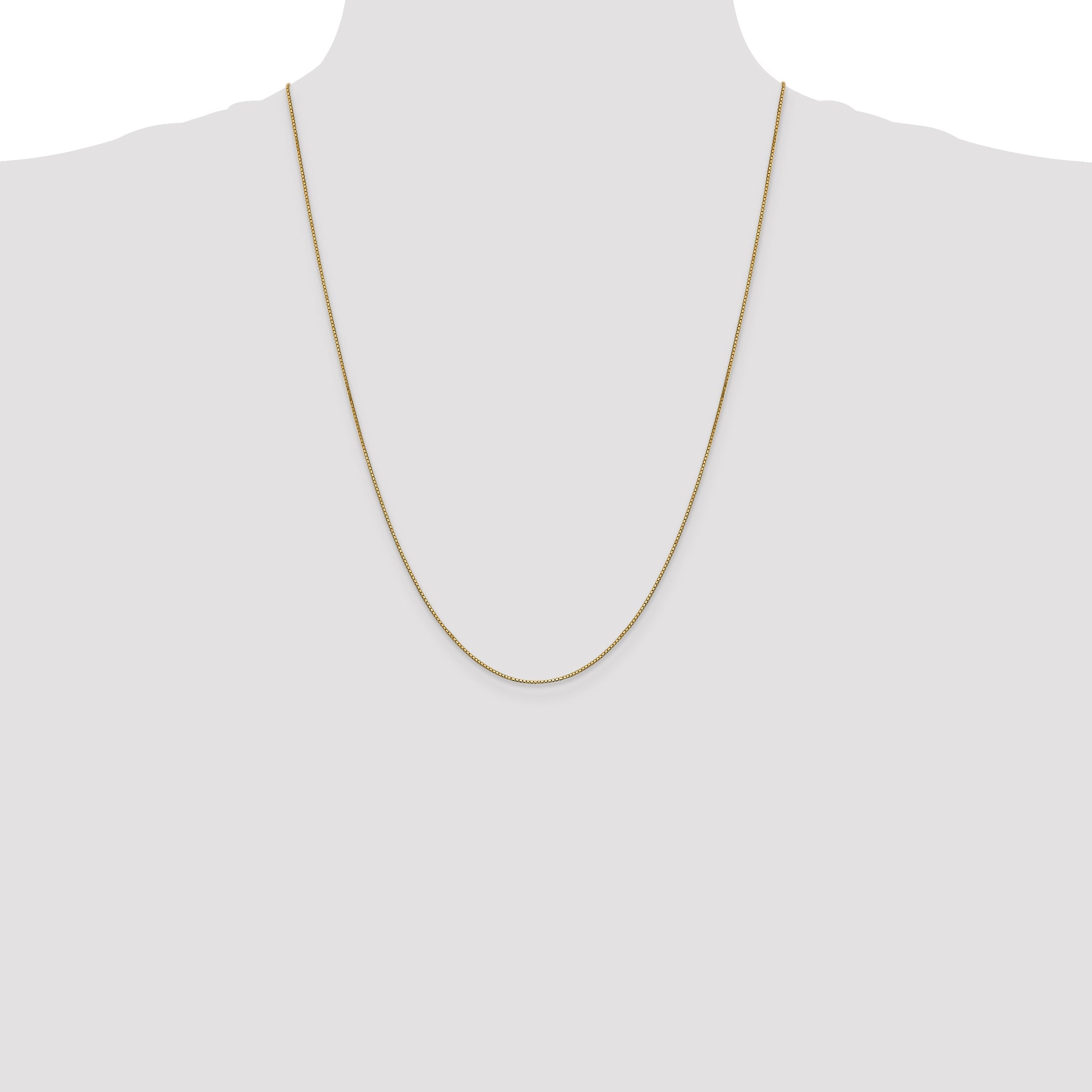 14K Yellow Gold 24 Inch .9mm Box With Lobster Clasp Chain Necklace