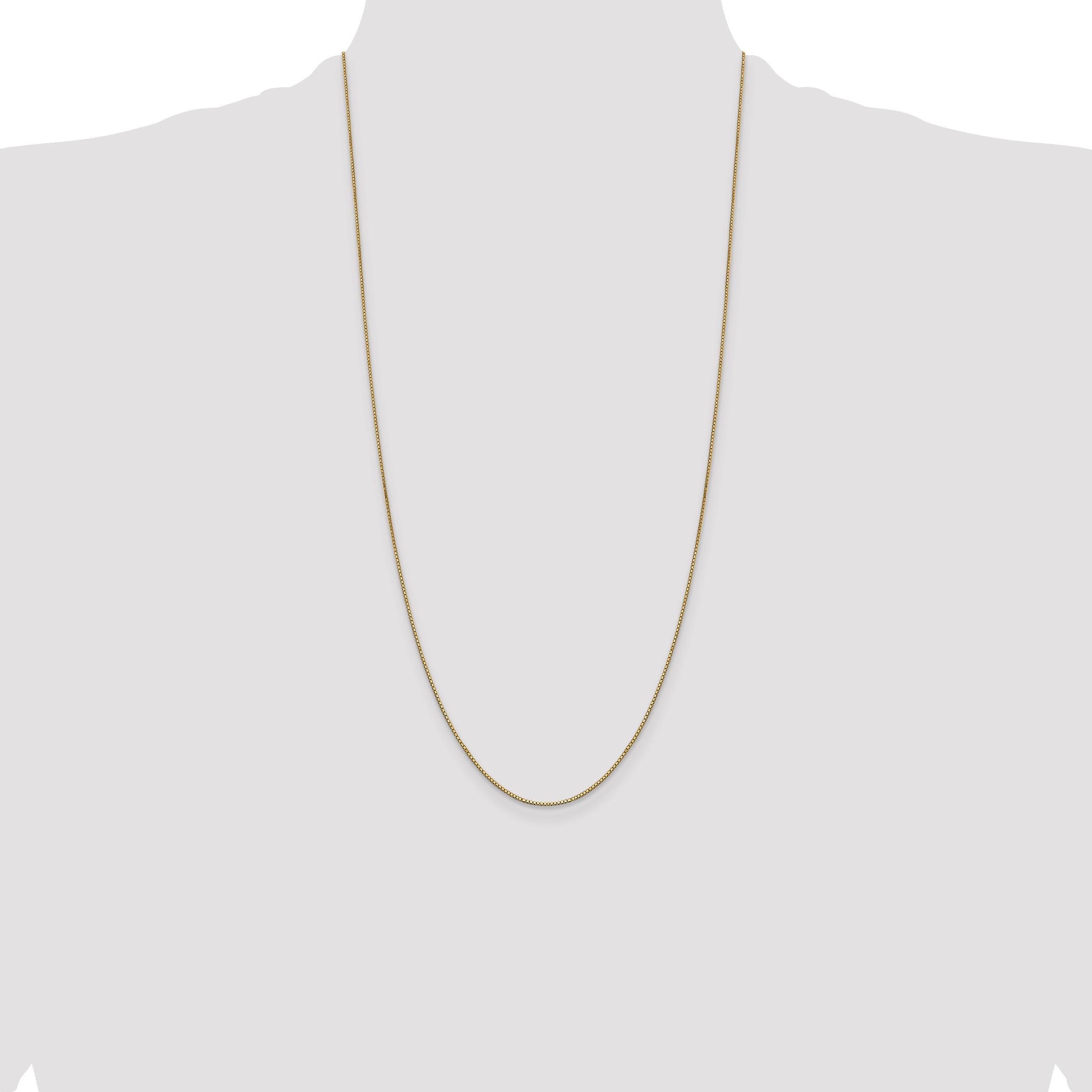 14K Yellow Gold 28 Inch .9mm Box With Lobster Clasp Chain Necklace