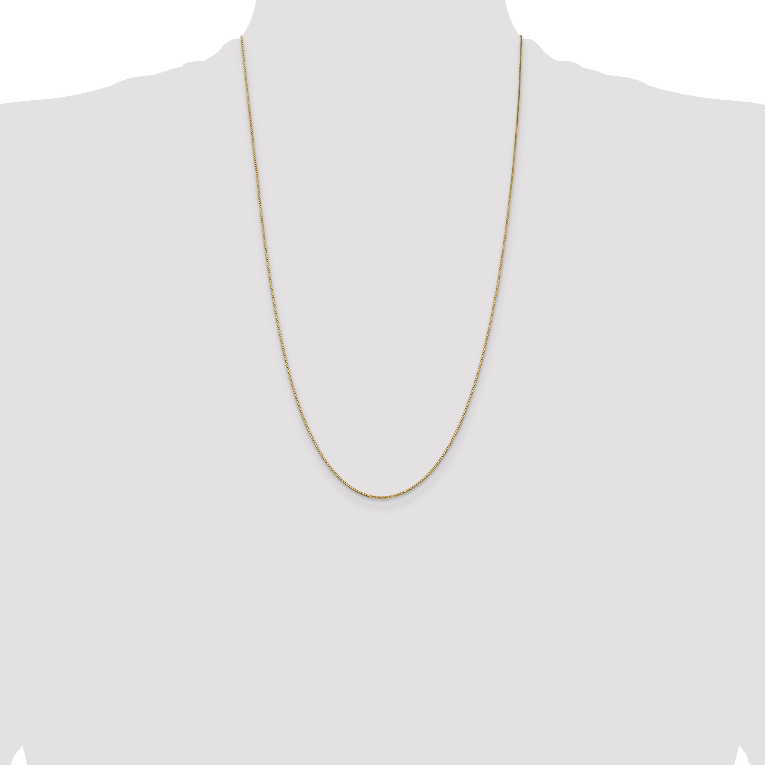 14K Yellow Gold 26 Inch .9mm Box With Spring Ring Clasp Chain Necklace