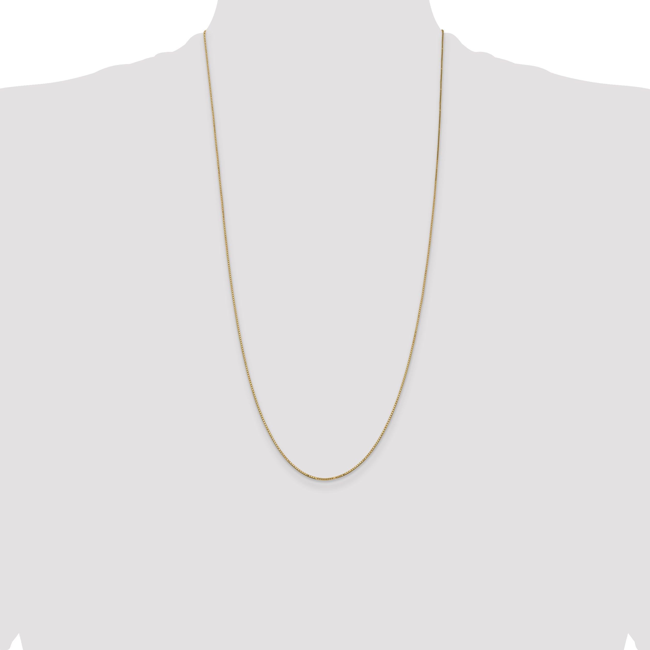 14K Yellow Gold 28 Inch .9mm Box With Spring Ring Clasp Chain Necklace