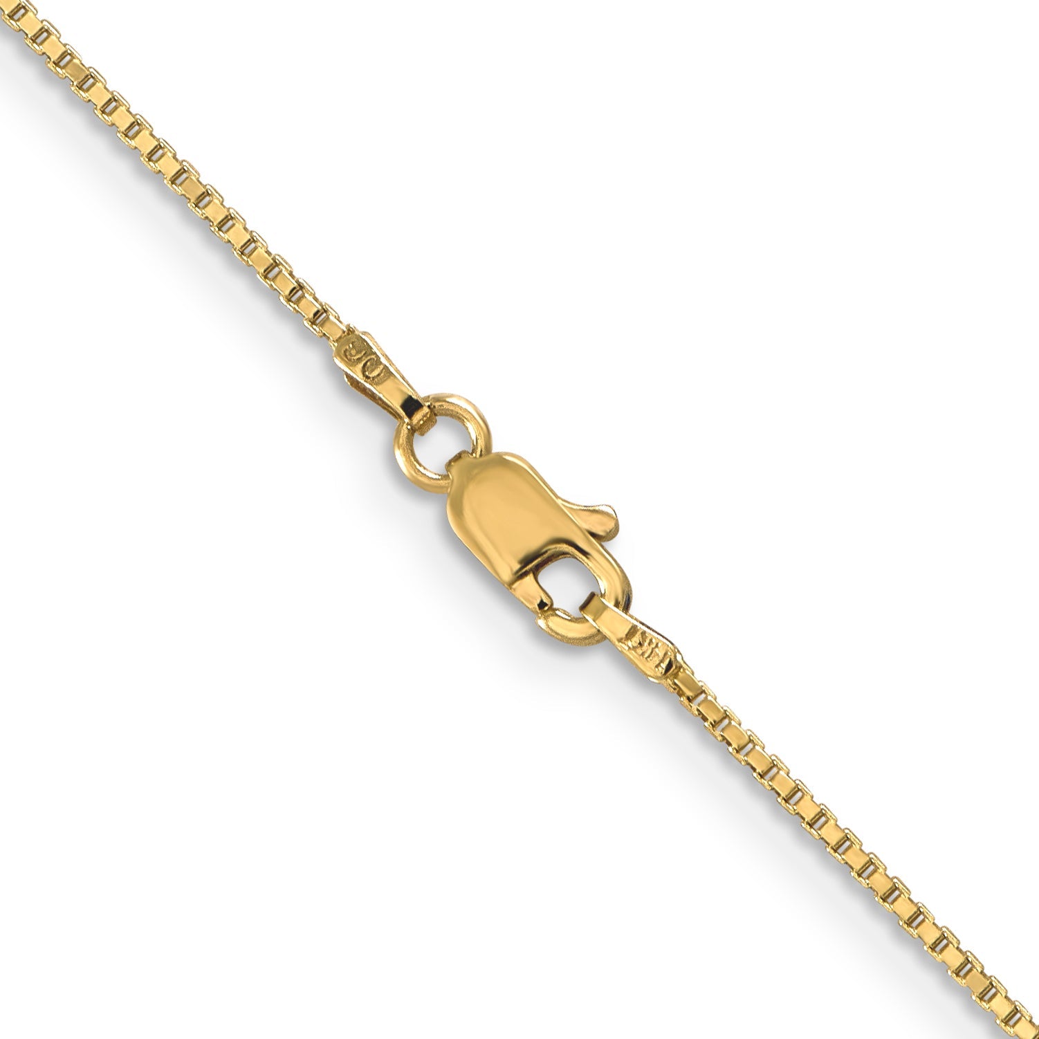 14K Yellow Gold 22 Inch 1mm Box With Lobster Clasp Chain Necklace