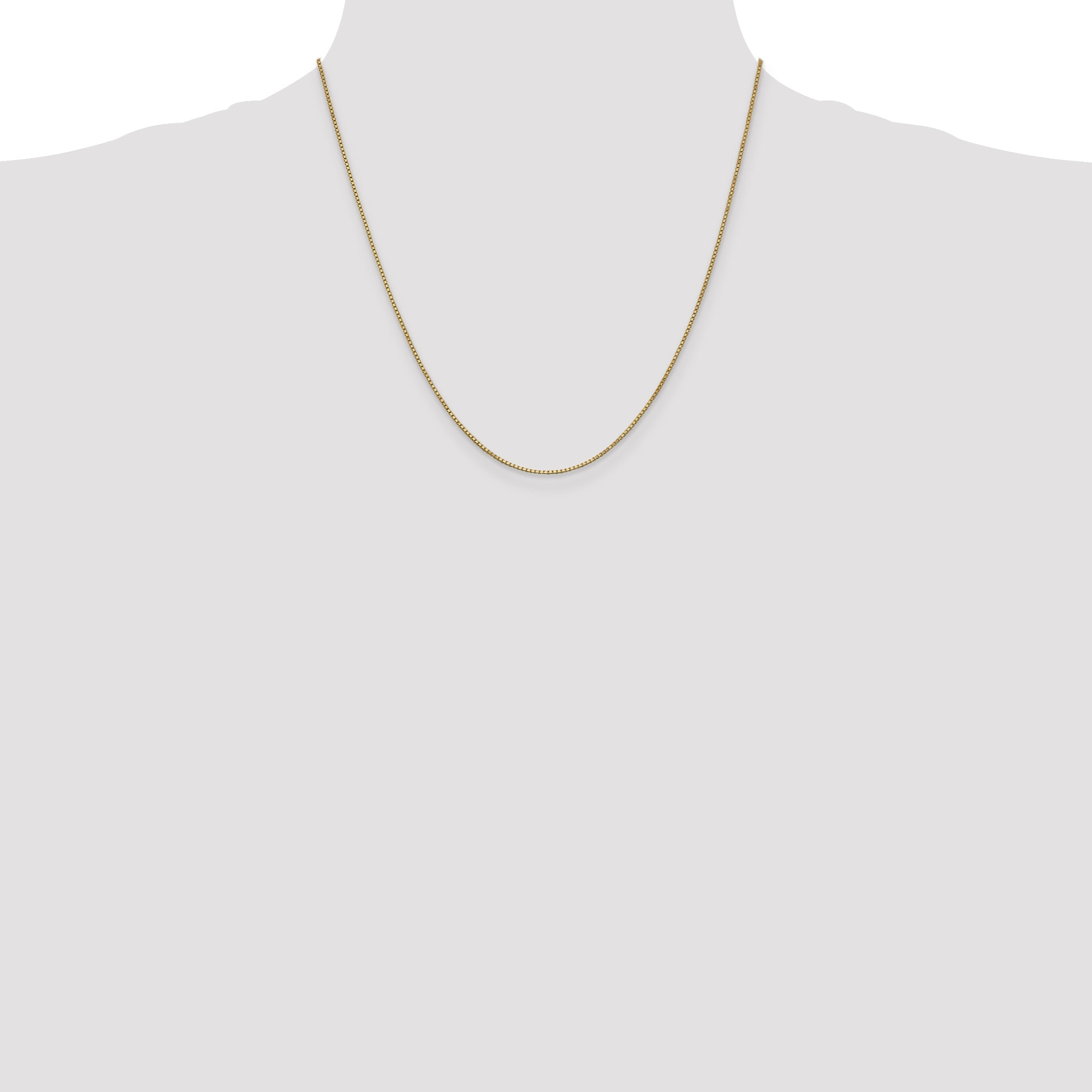 14K Yellow Gold 20 Inch 1mm Box With Lobster Clasp Chain Necklace