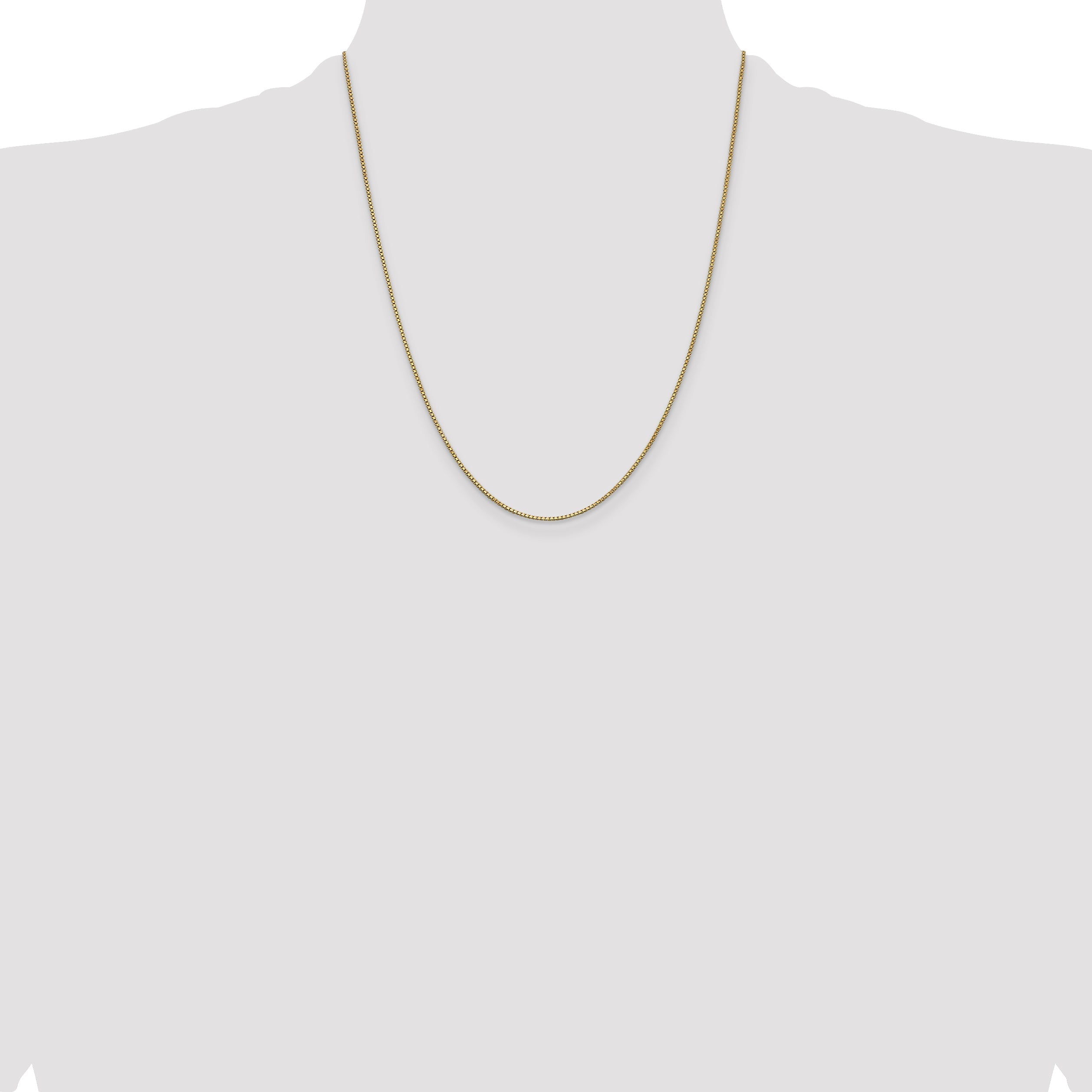 14K Yellow Gold 22 Inch 1mm Box With Lobster Clasp Chain Necklace