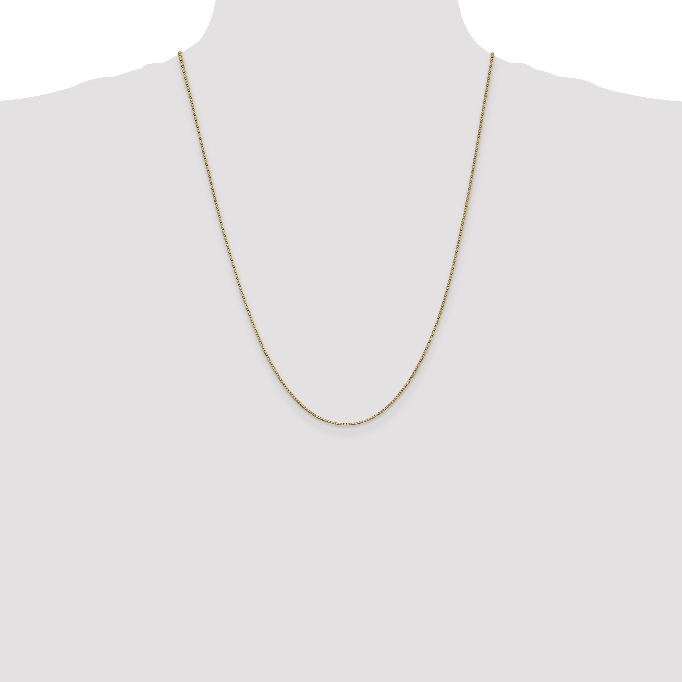 14K Yellow Gold 24 Inch 1mm Box With Lobster Clasp Chain Necklace
