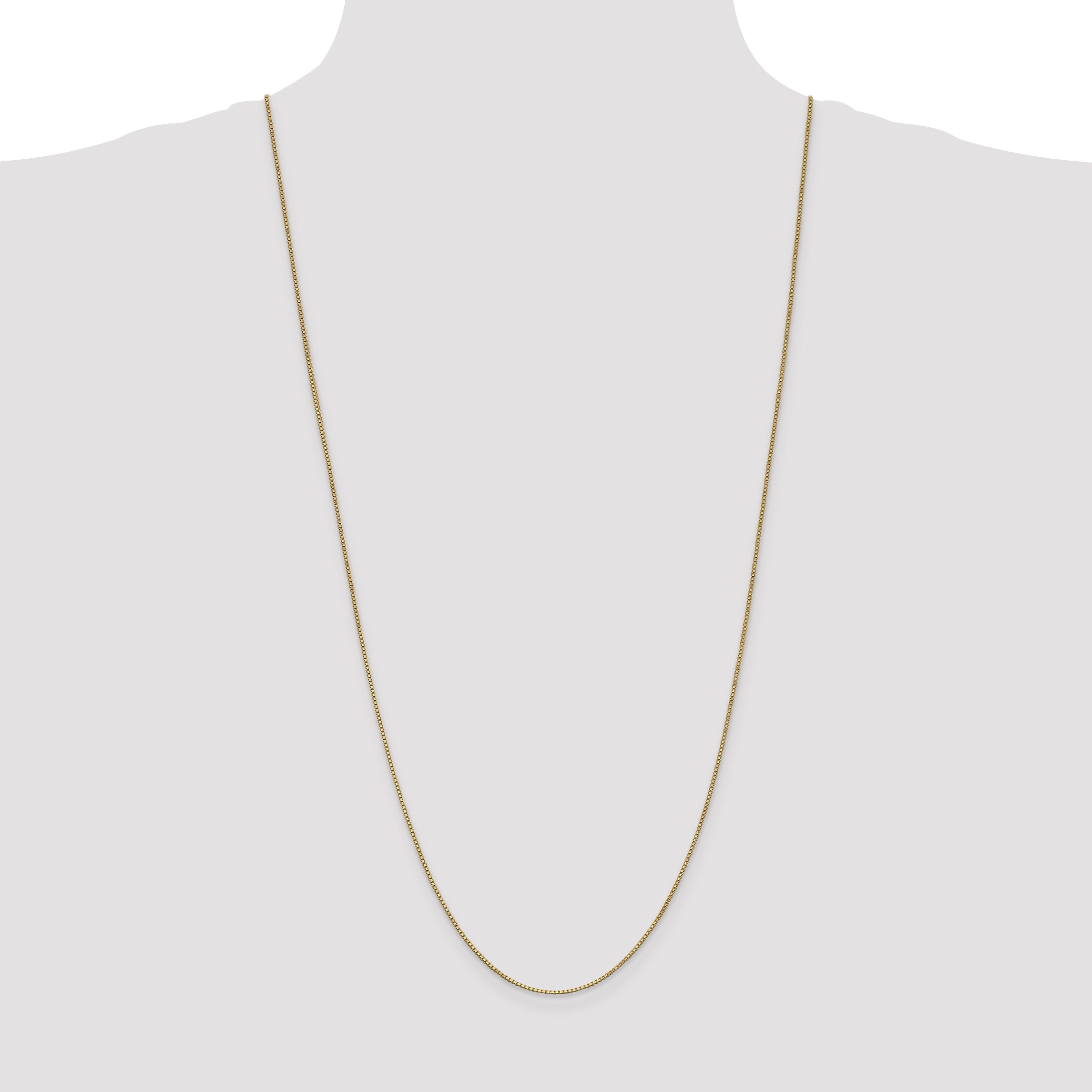 14K Yellow Gold 30 Inch 1mm Box With Lobster Clasp Chain Necklace