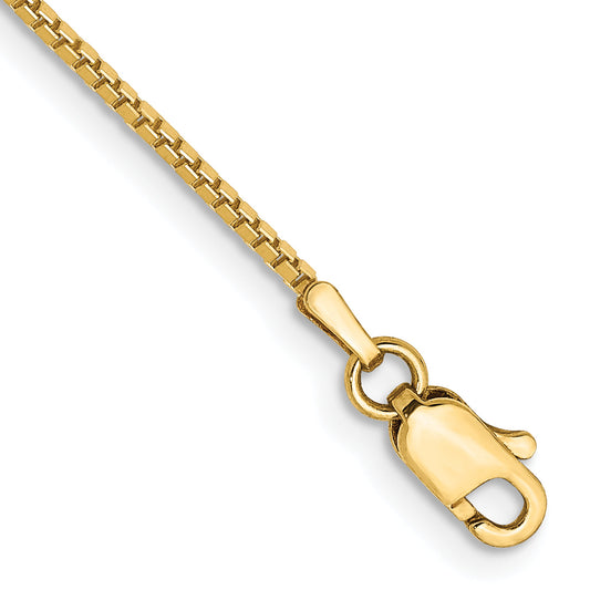 14K Yellow Gold 9 Inch 1mm Box With Lobster Clasp Anklet