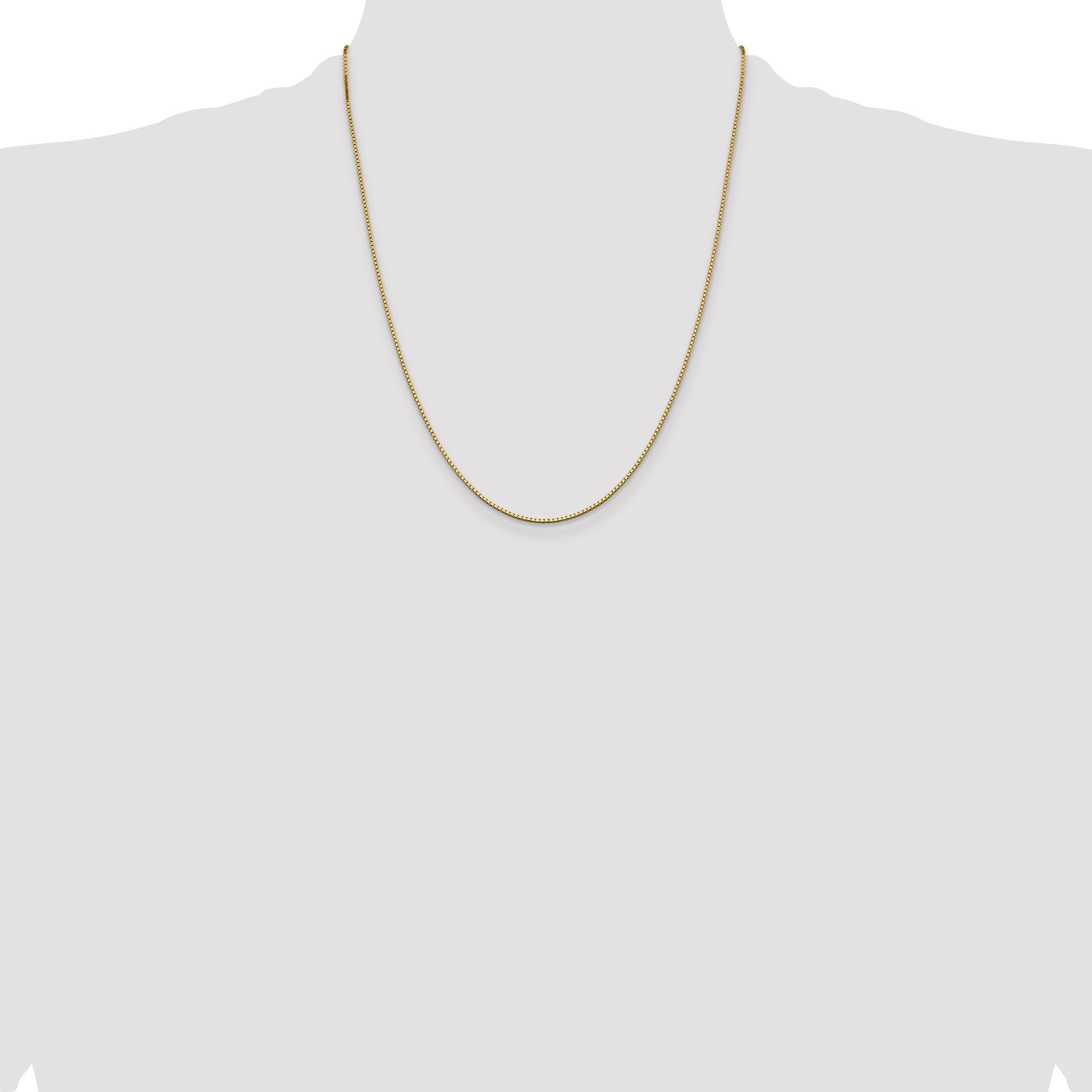 14K Yellow Gold 22 Inch 1.05mm Box With Lobster Clasp Chain Necklace