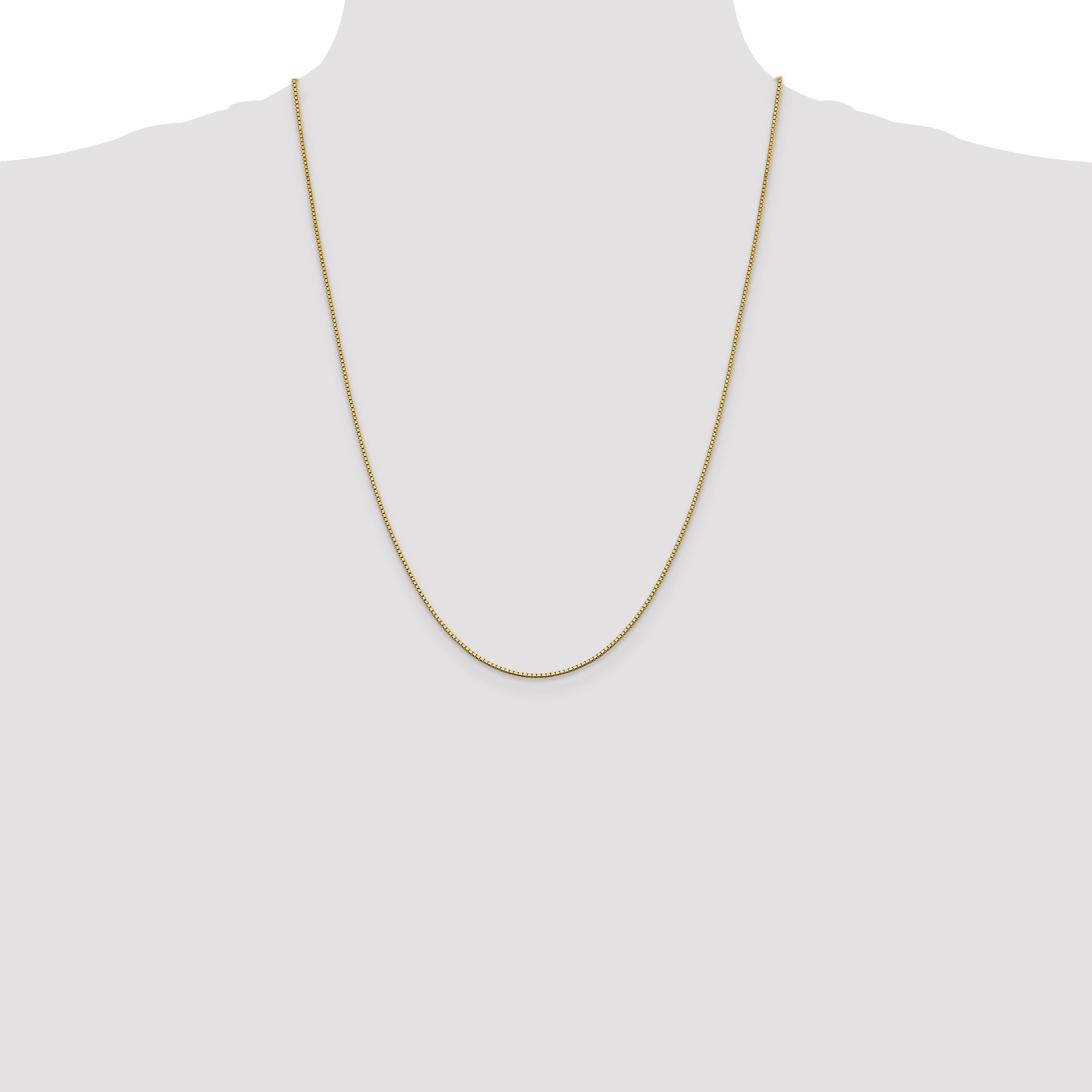 14K Yellow Gold 24 Inch 1.05mm Box With Lobster Clasp Chain Necklace