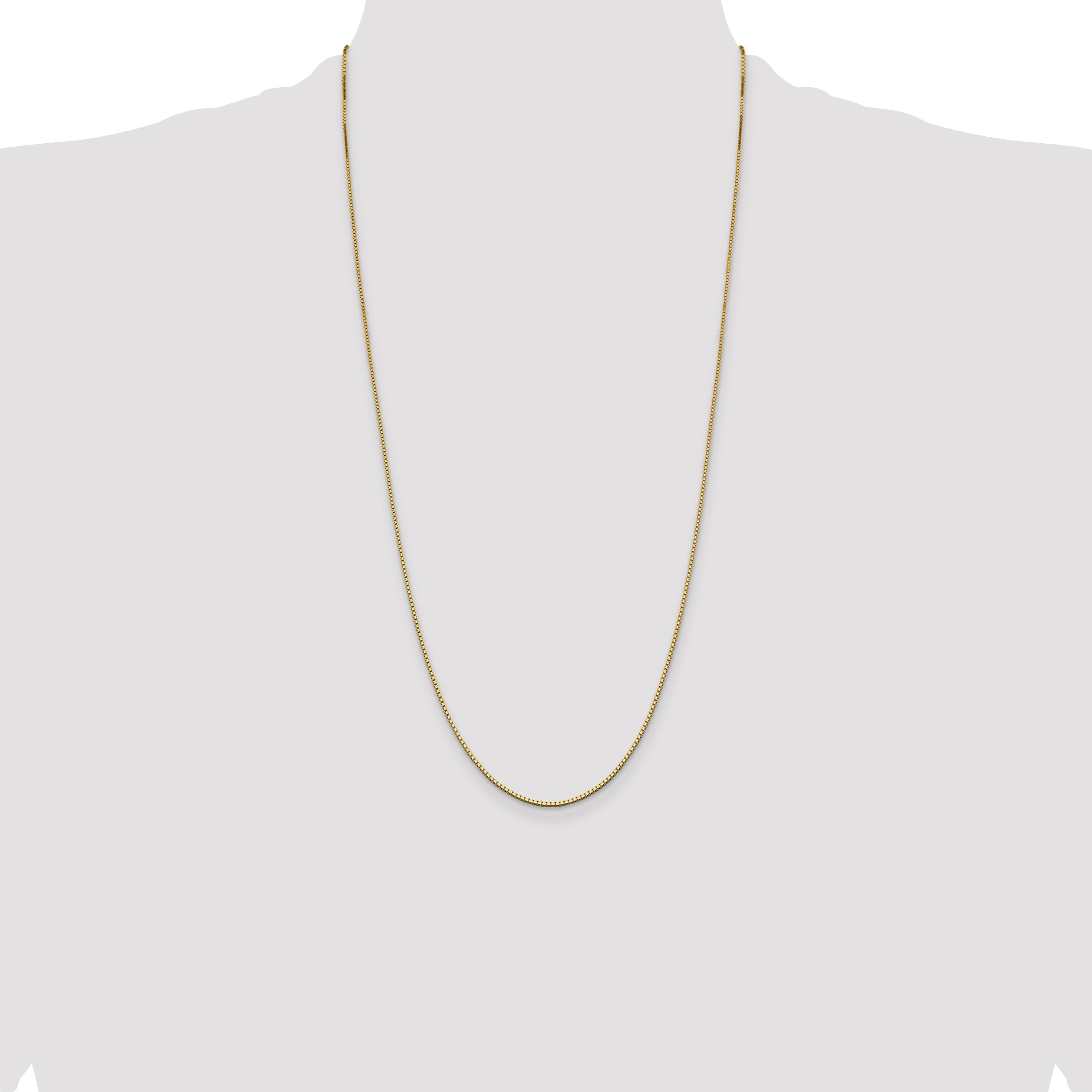 14K Yellow Gold 28 Inch 1.05mm Box With Lobster Clasp Chain Necklace