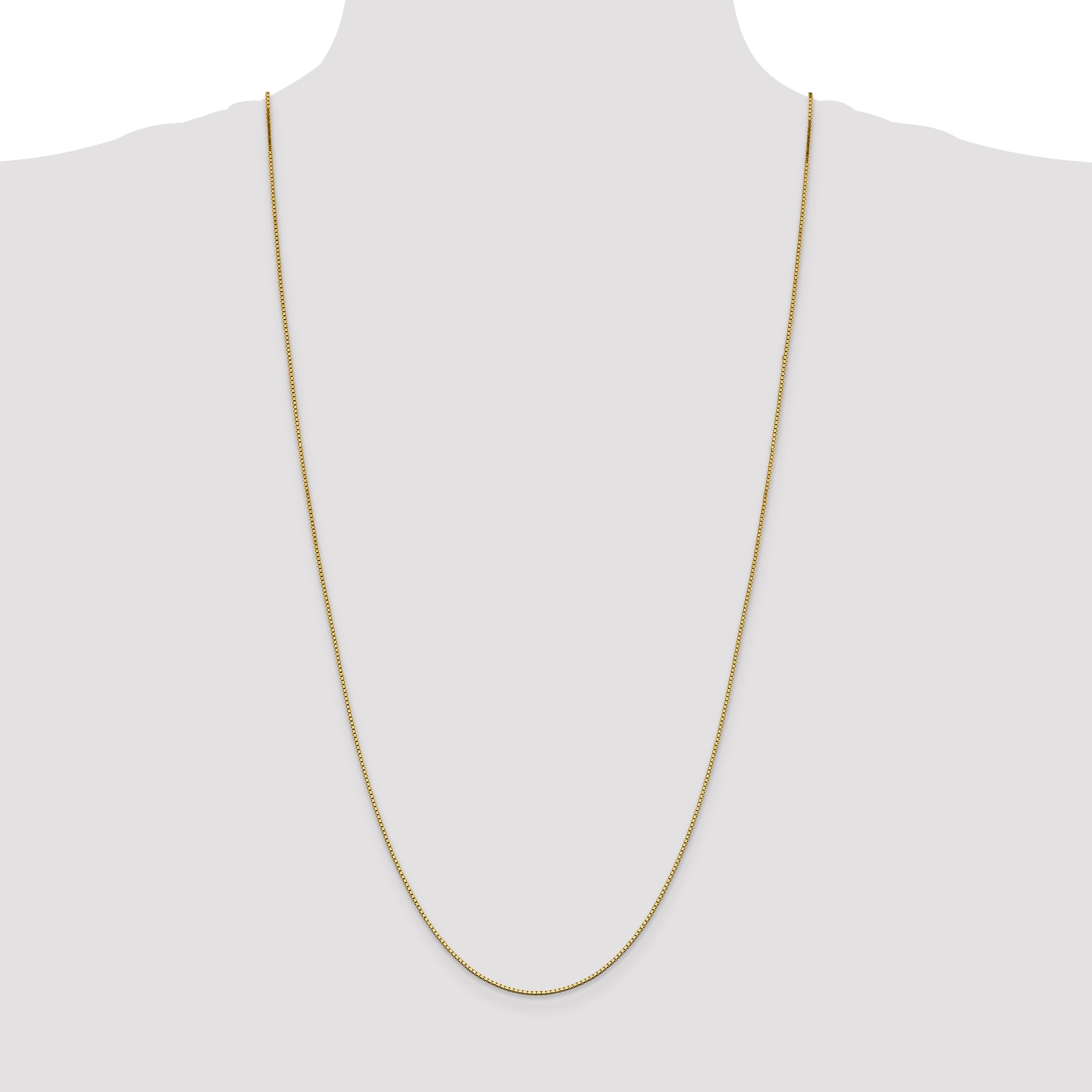 14K Yellow Gold 30 Inch 1.05mm Box With Lobster Clasp Chain Necklace