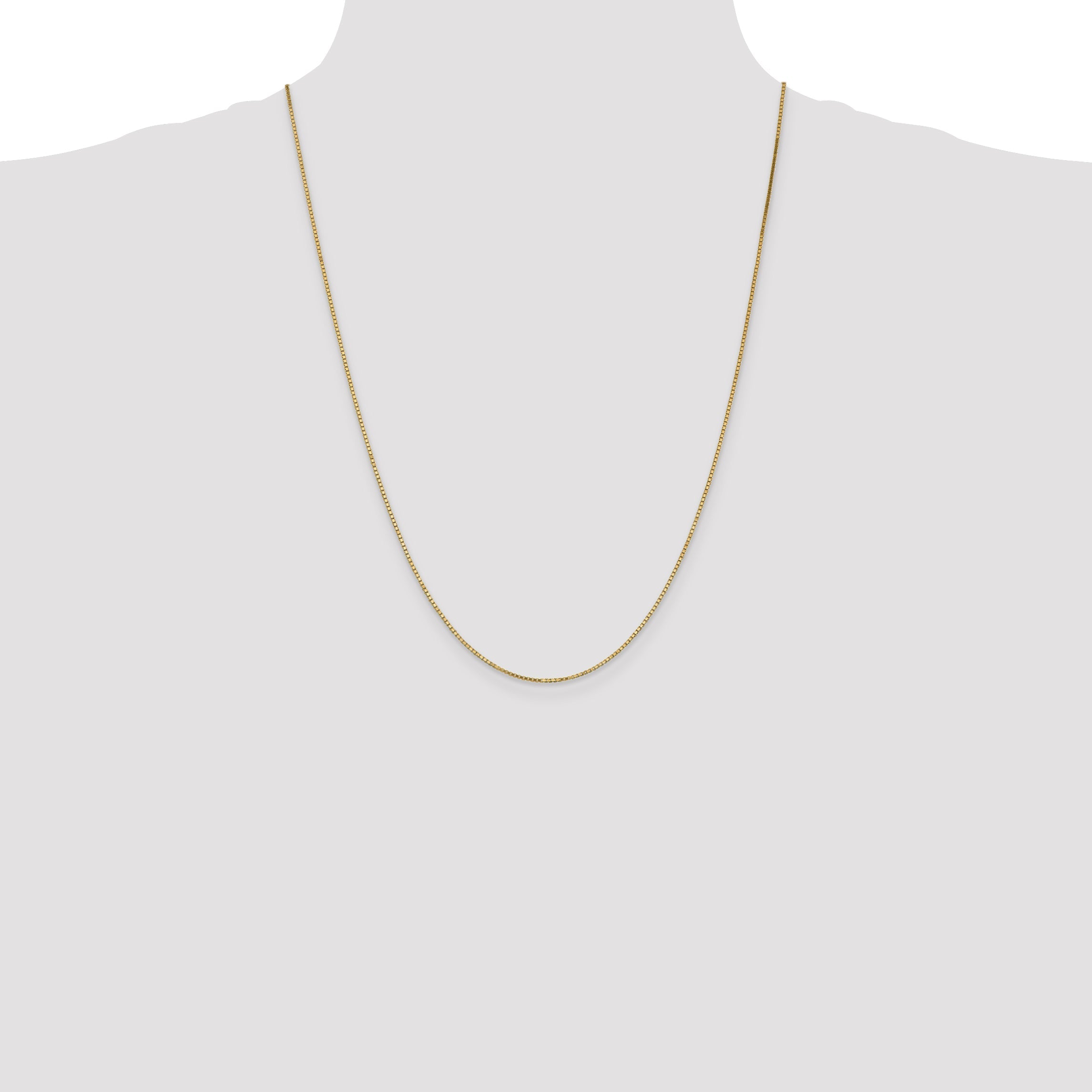 14K Yellow Gold 24 Inch 1.1mm Box With Lobster Clasp Chain Necklace