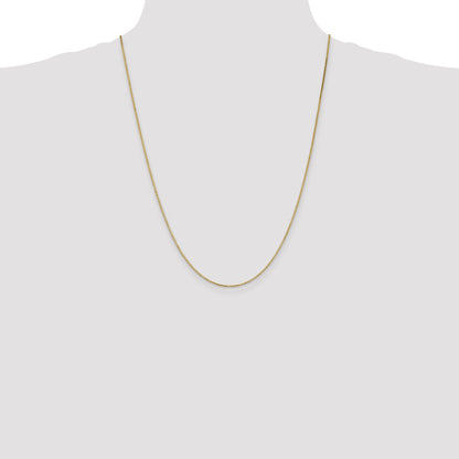 14K Yellow Gold 24 Inch 1.1mm Box With Lobster Clasp Chain Necklace