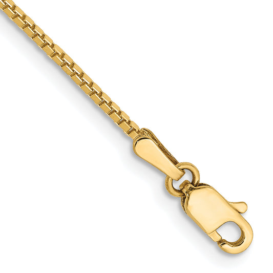 14K Yellow Gold 8 Inch 1.1mm Box With Lobster Clasp Bracelet