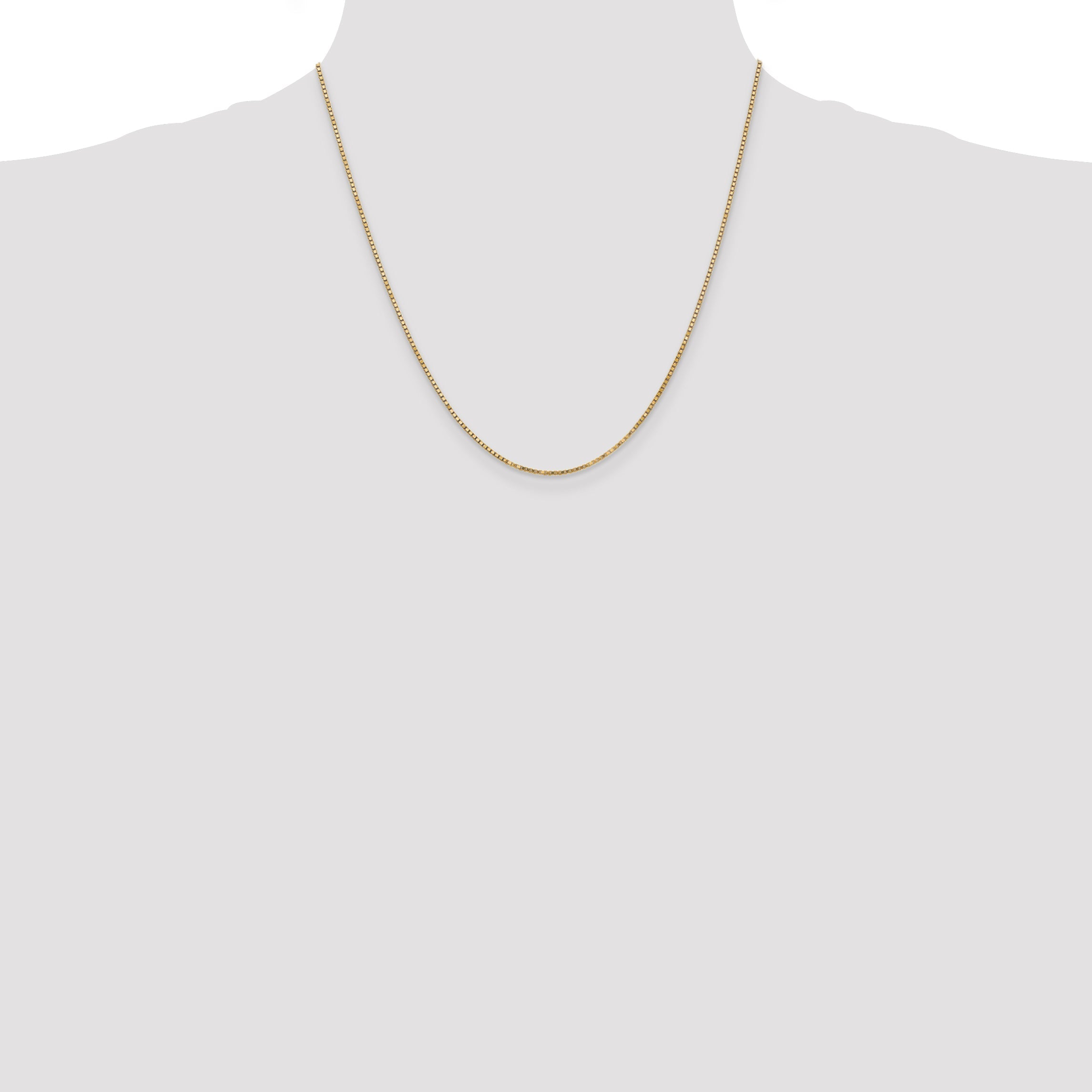 14K Yellow Gold 20 Inch 1.3mm Box With Lobster Clasp Chain Necklace