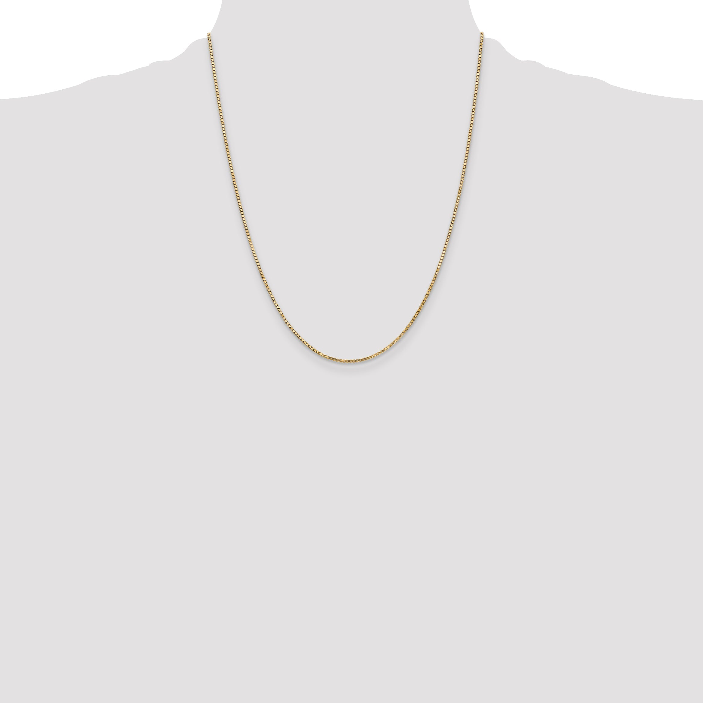 14K Yellow Gold 22 Inch 1.4mm Box With Lobster Clasp Chain Necklace