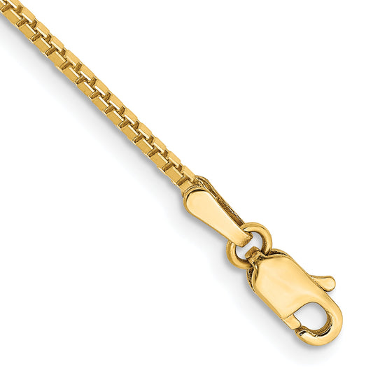 14K Yellow Gold 9 Inch 1.4mm Box With Lobster Clasp Anklet