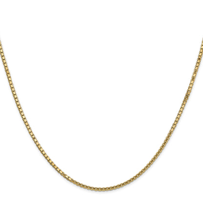 14K Yellow Gold 22 Inch 1.5mm Box With Lobster Clasp Chain Necklace