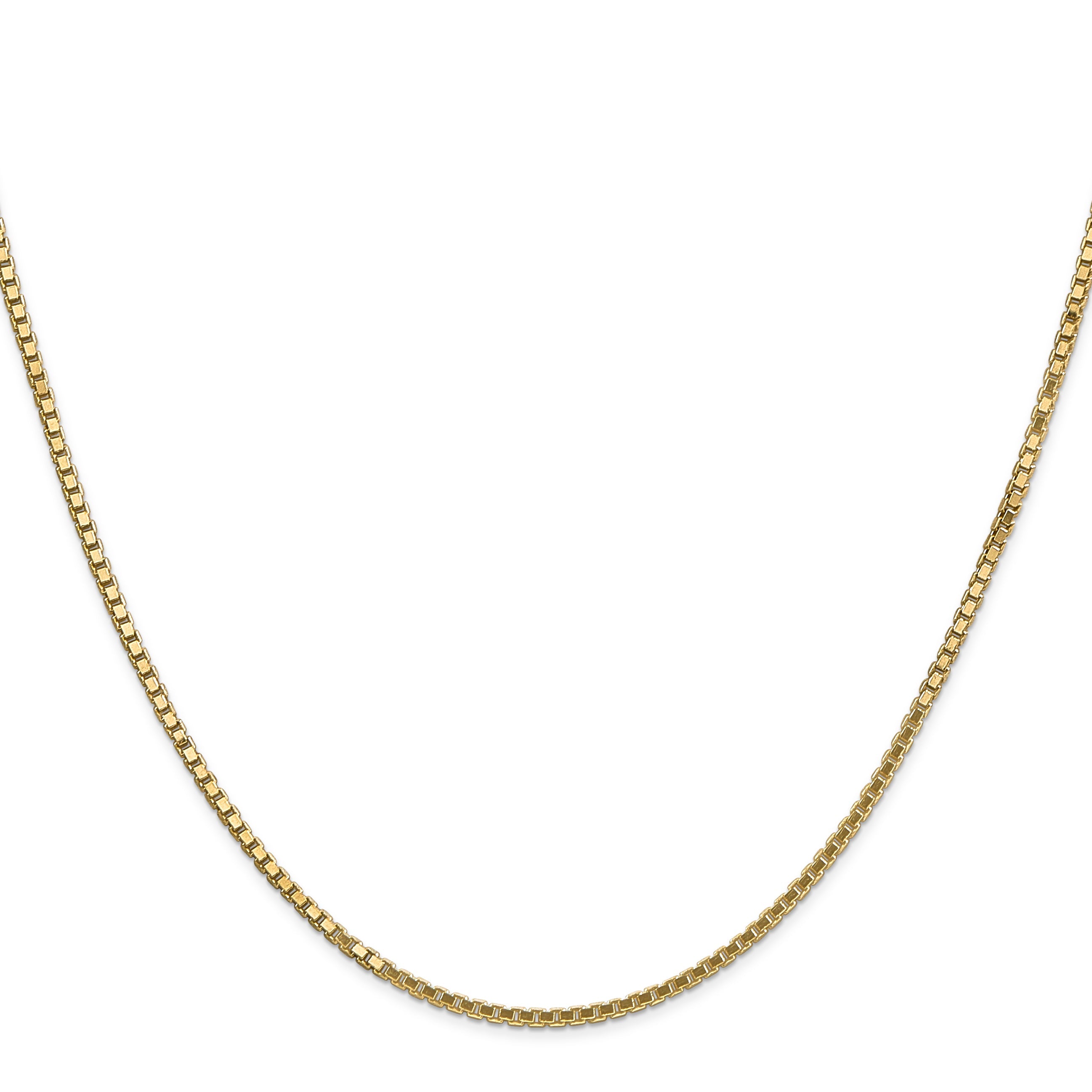 14K Yellow Gold 20 Inch 1.5mm Box With Lobster Clasp Chain Necklace