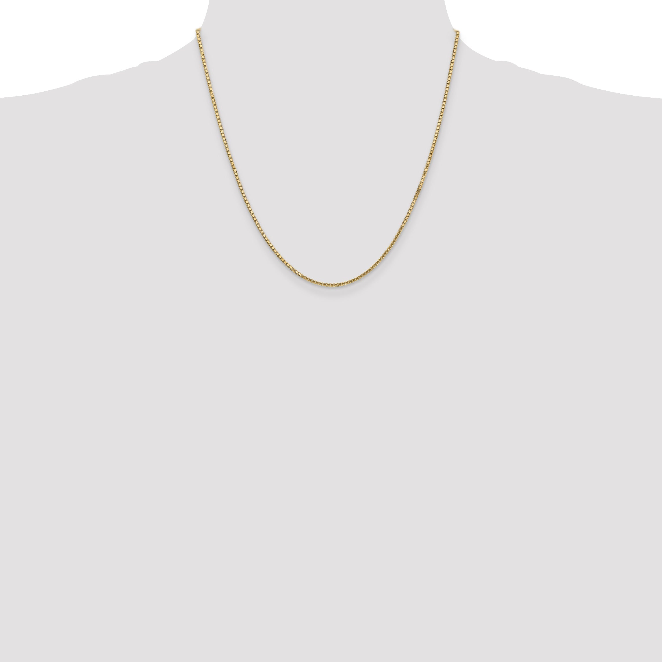 14K Yellow Gold 20 Inch 1.5mm Box With Lobster Clasp Chain Necklace