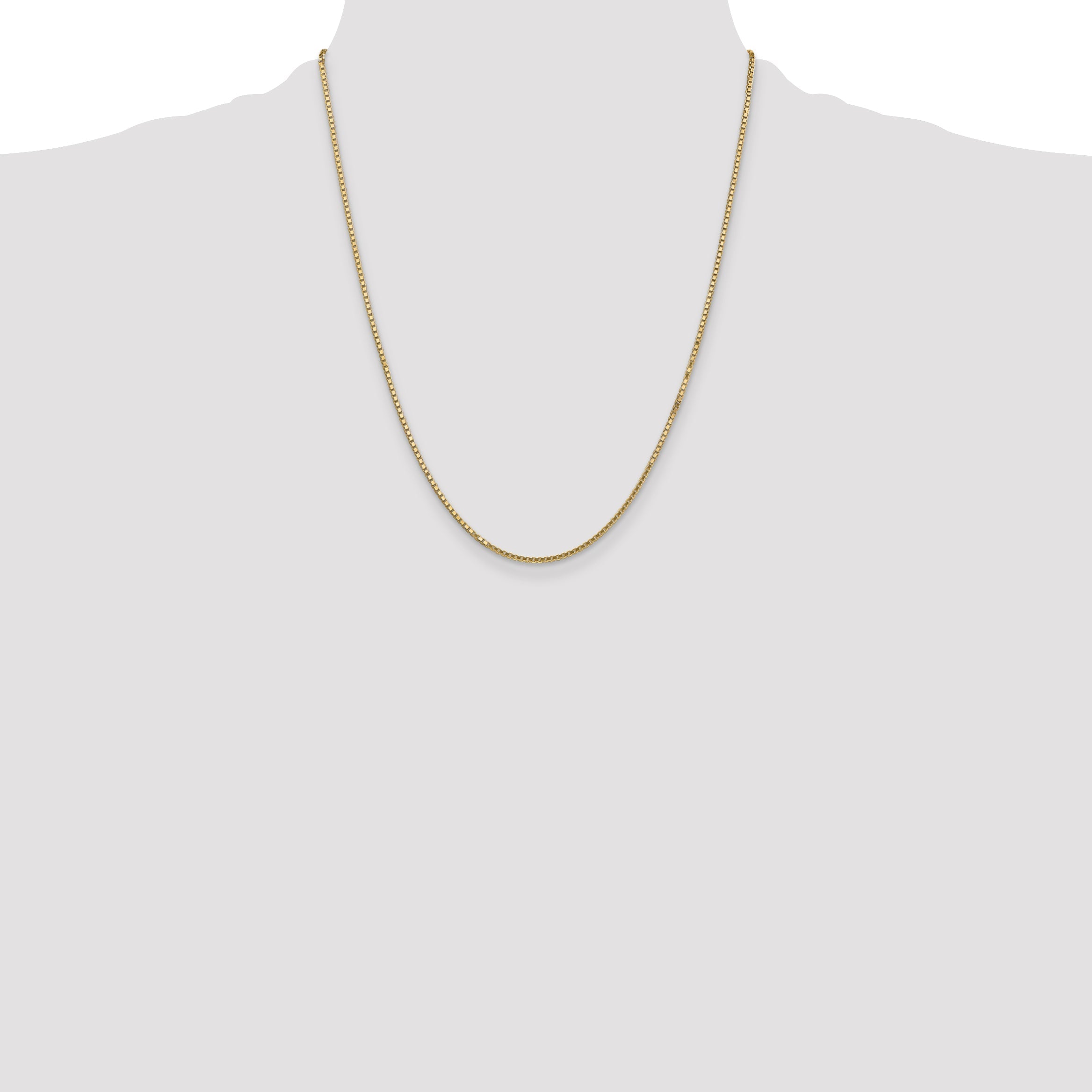 14K Yellow Gold 22 Inch 1.5mm Box With Lobster Clasp Chain Necklace