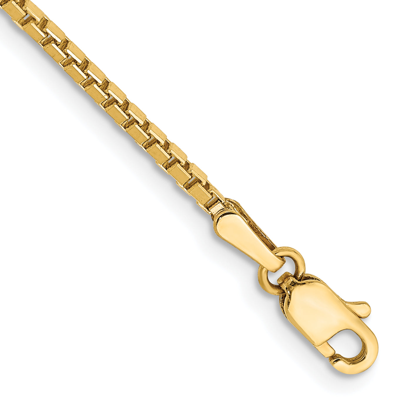 14K Yellow Gold 9 Inch 1.5mm Box With Lobster Clasp Anklet