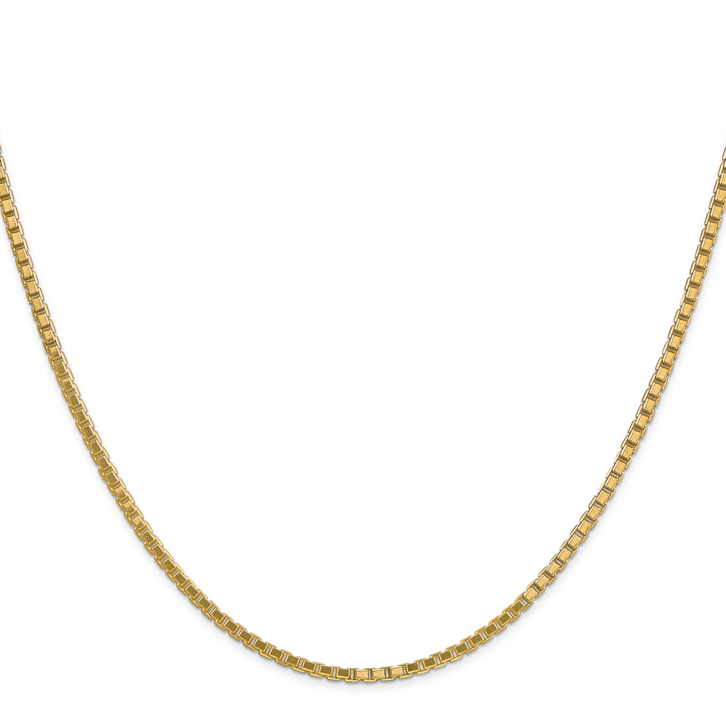 14K Yellow Gold 28 Inch 1.9mm Box With Lobster Clasp Chain Necklace
