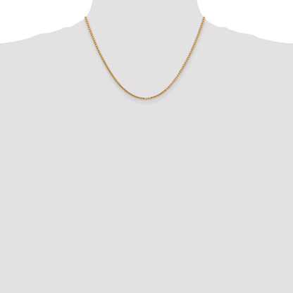 14K Yellow Gold 18 Inch 1.9mm Box With Lobster Clasp Chain Necklace