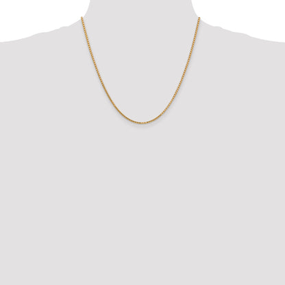 14K Yellow Gold 20 Inch 1.9mm Box With Lobster Clasp Chain Necklace