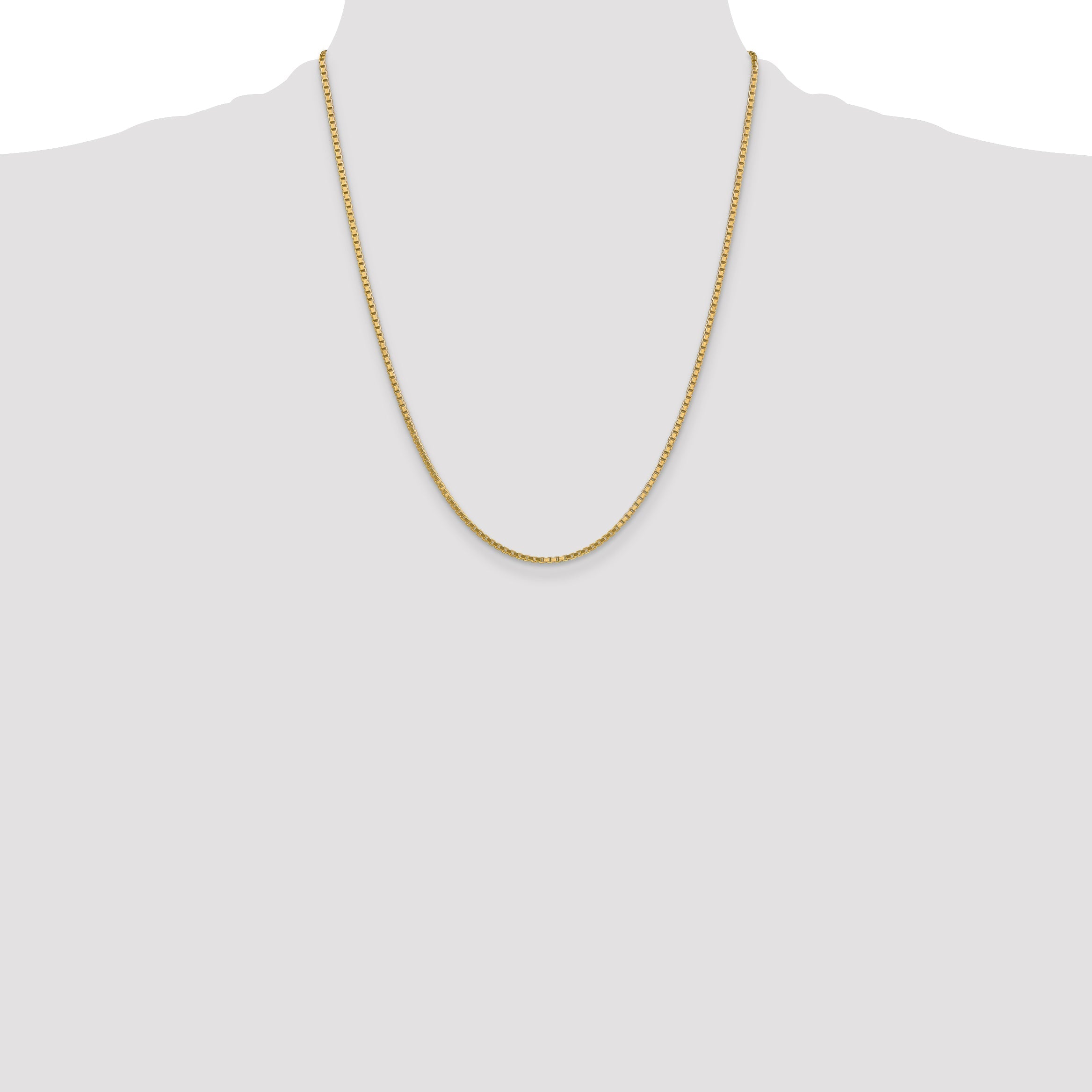 14K Yellow Gold 22 Inch 1.9mm Box With Lobster Clasp Chain Necklace