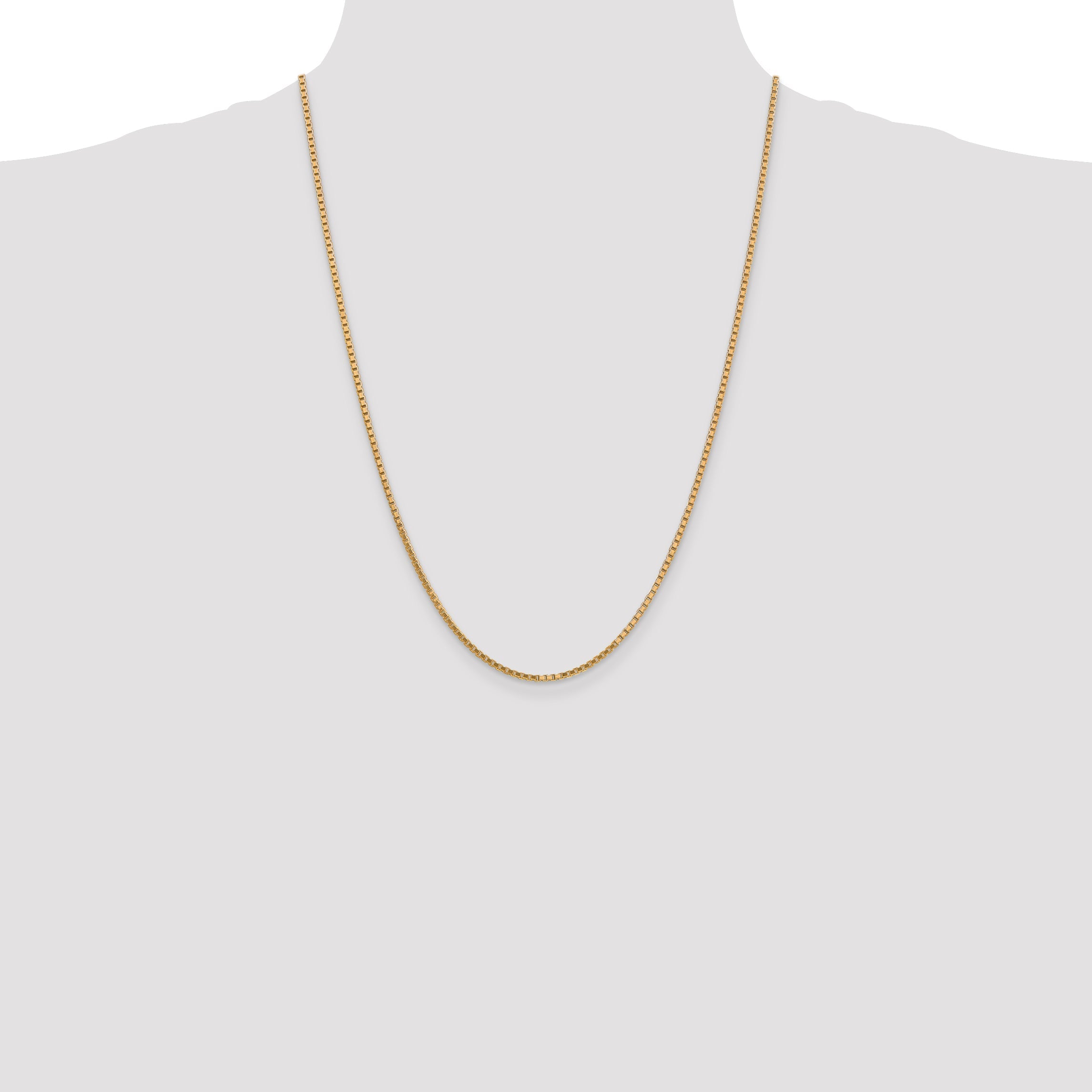 14K Yellow Gold 24 Inch 1.9mm Box With Lobster Clasp Chain Necklace