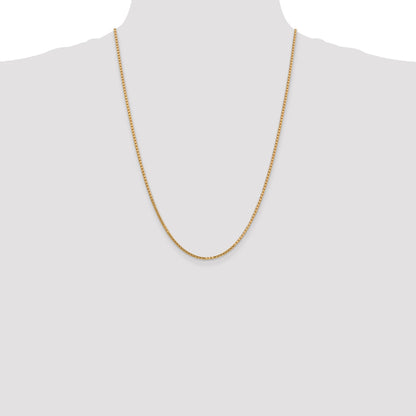 14K Yellow Gold 24 Inch 1.9mm Box With Lobster Clasp Chain Necklace