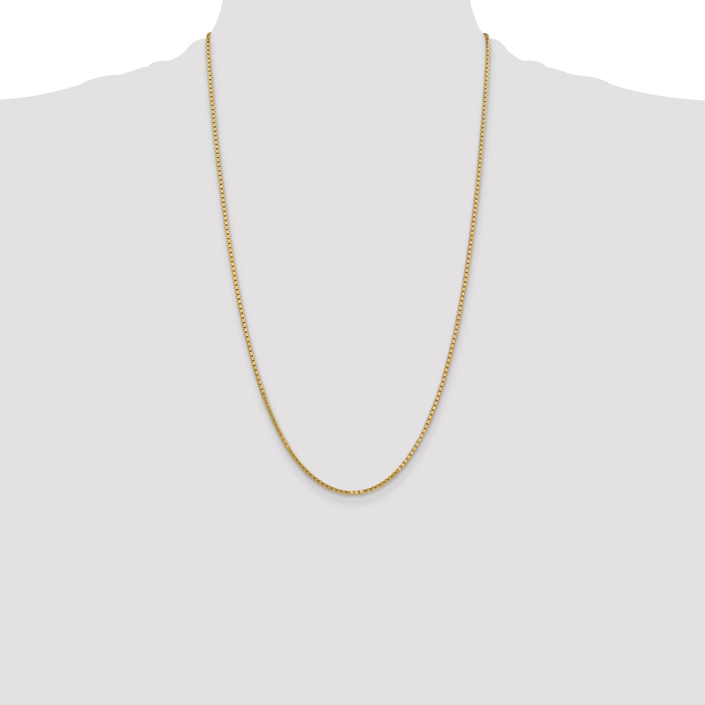 14K Yellow Gold 26 Inch 1.9mm Box With Lobster Clasp Chain Necklace