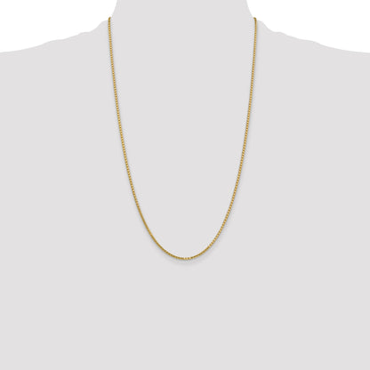 14K Yellow Gold 26 Inch 1.9mm Box With Lobster Clasp Chain Necklace