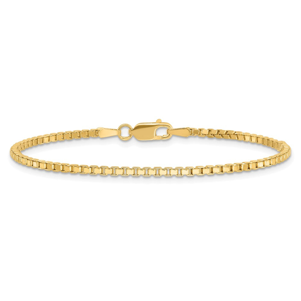 14K Yellow Gold 7 Inch 1.9mm Box With Lobster Clasp Bracelet